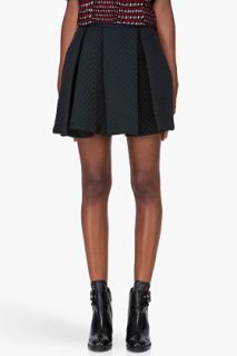 Kenzo Midnight Green Zigzag Quilt Stitched Skirt for women