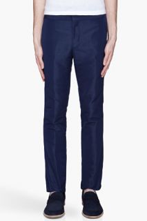 Lanvin Royal Blue Zip ankle Glossy Trousers for men