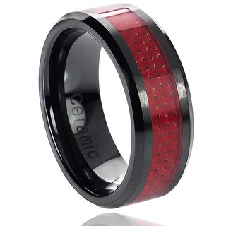 Daxx Ceramic Red Carbon Inlay Band (8 mm)