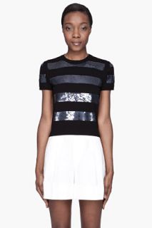 Marc Jacobs Black Sequin striped T shirt for women