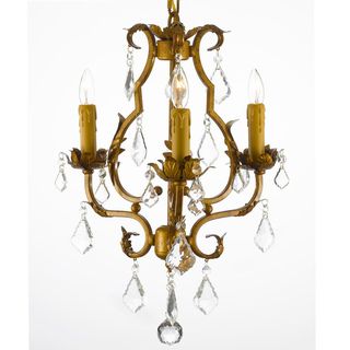 Wrought Iron Crystal Accented Mini Chandelier