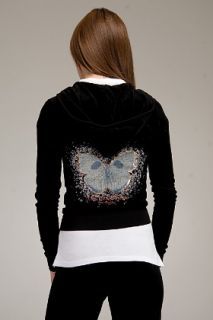 Juicy Couture  Butterfly Black Velour Zip Hoodie for women