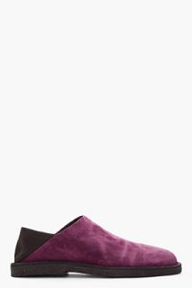 Ann Demeulemeester Vivid Purple And Black Suede Slip On Shoes for men