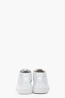 Neil Barrett White Perforated Nappa Mid top Sneakers for men