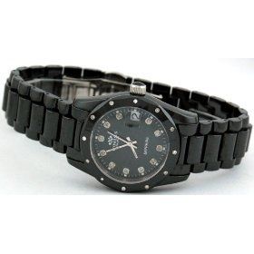 Oniss Womens Swiss Sapphire Ceramic Diamond Watch ON601 L Black
