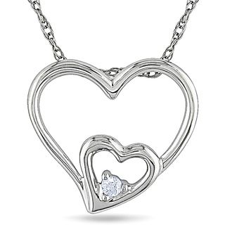 Miadora 10k White Gold Diamond Accent Double Heart Necklace