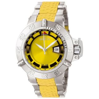 Invicta Mens Subaqua Stainless Steel Yellow Rubber GMT Watch