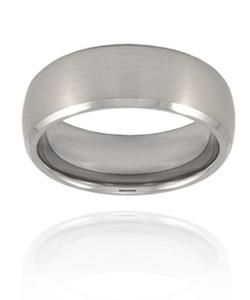 Tungsten Carbide Beveled Edge Brushed Ring