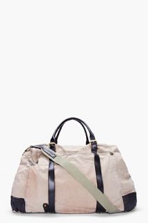 Diesel Pale Green And Leather Duffie Bag for men