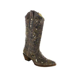 Corral Womens A1098 Boots Brown Crater Bone Inlay