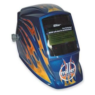 Miller Electric 224870 Welding Helmet, Blue w/Flames, Shade 9 13