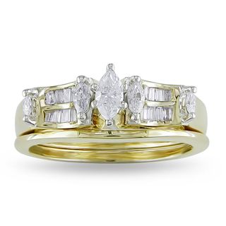 Miadora 14k Yellow Gold 1/2ct TDW Diamond Bridal Ring Set (G H, I1 I2