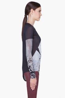 Helmut Lang Charcoal Tree Collage Print Top for women