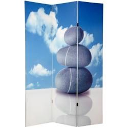 Canvas 6 foot Double sided Zen Rocks Room Divider (China)