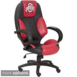Officially Licensed NCAA Logo Red and black Leather Office Chair