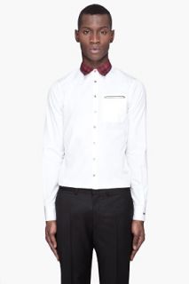 Dsquared2 White Contrast collar Black Marker Shirt for men