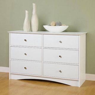 Montego 6 drawer White Wood Dresser