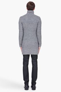 John Varvatos Grey Alpaca Knit Jacquard Cardigan for men