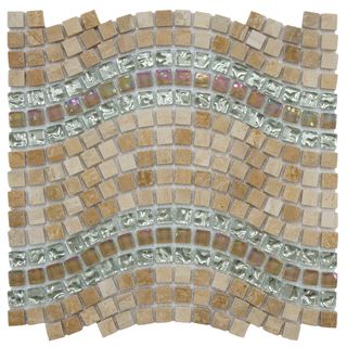 SomerTile Reflections Wave Venus Glass, Stone and Metal Mosaic Tile