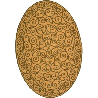 Hand hooked Chelsea Irongate Yellow Wool Rug (76 x 96 Oval) Today $