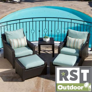 RST Outdoor Bliss 5 Piece Club Chairs and Ottomans Patio Furniture Set