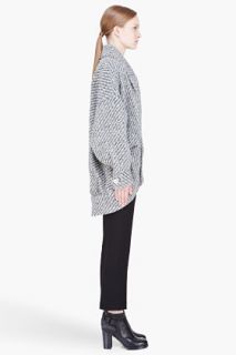 Kenzo Grey Oversize Knit Wool Coat for women