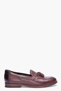 H By Hudson Brown Leather Tyska Loafers for men