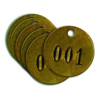 Hanson 40023 #1 #25 1 1/2Diax3/16Hole Brass Round Numbered Tag