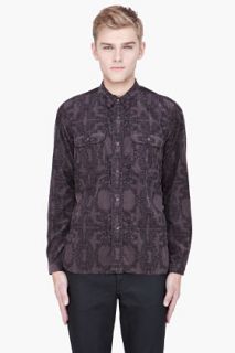White Mountaineering Purple Corduroy Ivy Patterned Shirt for men