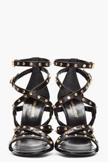 Saint Laurent Black Studded Jerry Gladiator Sandal Pumps for women
