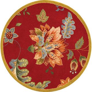 Hand hooked Botanical Red Wool Rug (3 Round) Today $39.99 Sale $35