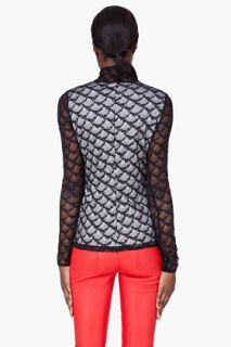 Diane Von Furstenberg Black Sun Fan Lace Blouse for women