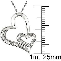 14k Gold 1/4ct TDW Diamond Double Heart Necklace (H I J, I1 I2