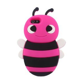 3D Cute Bee Silicone Case For Iphone 5 IB206H   Peach + Free Screen