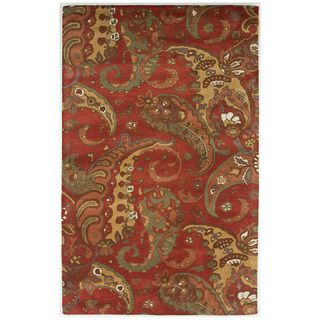 Hand tufted Abstract Soft Coral Wool Area Rug (96 x 136)