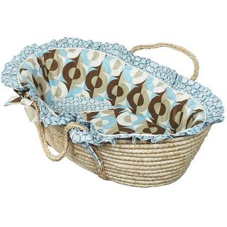 Hoohobbers Moses Basket with Cocoa Blue Bedding