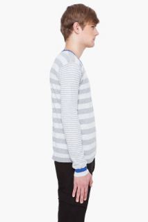 Yigal Azrouel Grey Striped Sweater for men