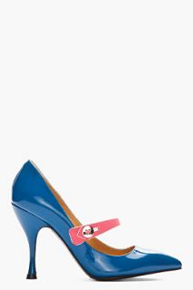 Marc Jacobs Patent Blue Pink strapped Heels for women