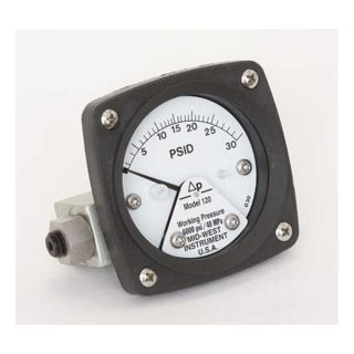 Midwest Instrument 120 AA 00 OO 30P Differential Pressure Gauge, 0 to 30 PSID