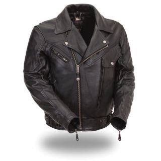 XPert Performance Mens Bronson Hybrid Black Leather Motorcycle Jacket