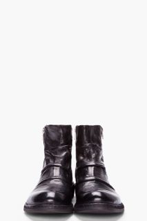 Officine Creative Black Leather Zip Boots for men