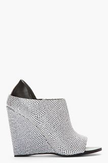 Alexander Wang Black And White Lizard Print Alla Wedge Heels for women