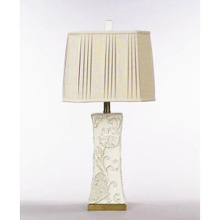 Soft Cream Finish/ Light Brown Rub Ceramic Table Lamp