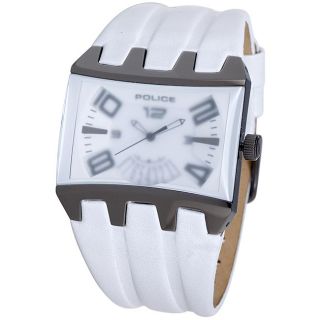 Police Mens Frosty White Dimension White Leather Strap Watch