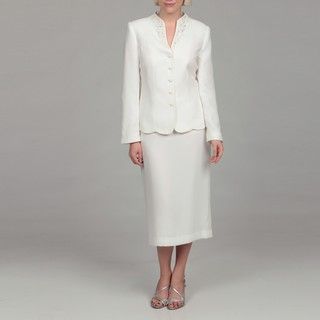 John Meyer Womens Cream 5 button Skirt Suit