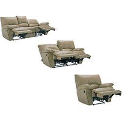 Oakley Tan Reclining Leather Sofa, Loveseat and Reclining Chair