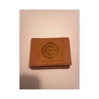 Cubs Tan Leather Embossed Trifold Wallet 