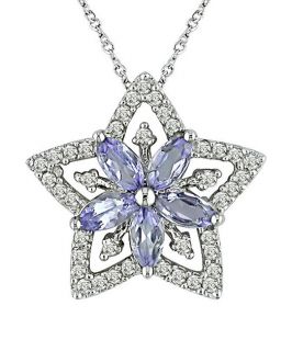 14k White Gold Marquise Tanzanite Star Necklace