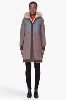 Marc By Marc Jacobs Grey Coyote Fur Trim Division Parka for women