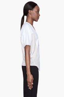 Helmut White Colorblocked Boxy Poplin Blouse for women